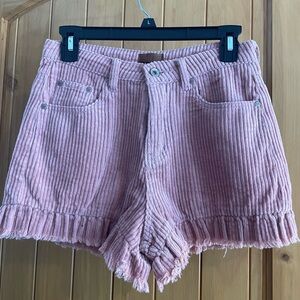 POL High Waist Corduroy Shorts in Blush